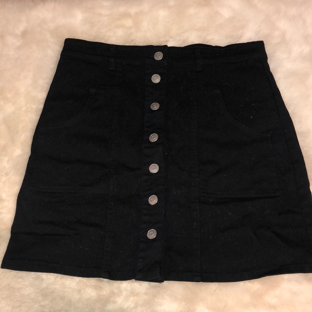 Black denim skirt